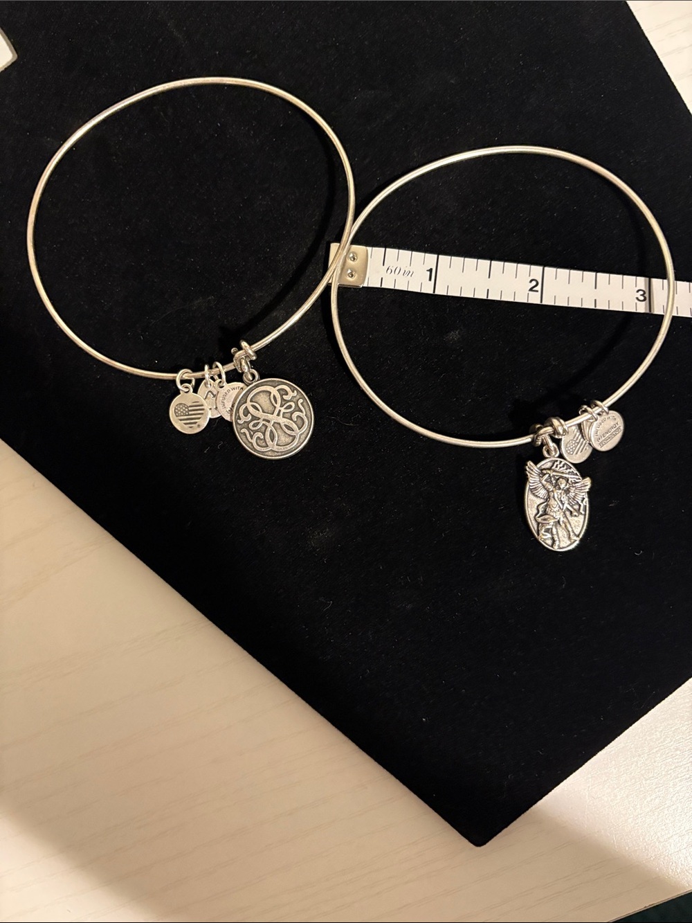 Alex and Ani Silver Charm Bangle Bracelet Duo